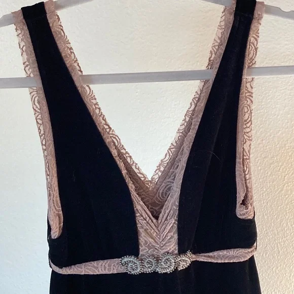 Free People Velvet Dress w/ Lace Detail Sz. S - Picture 2 of 4